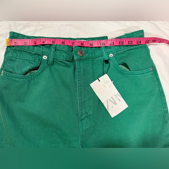 Zara High Rise Green Wide Leg Jeans Size 8 - Picture 11 of 15